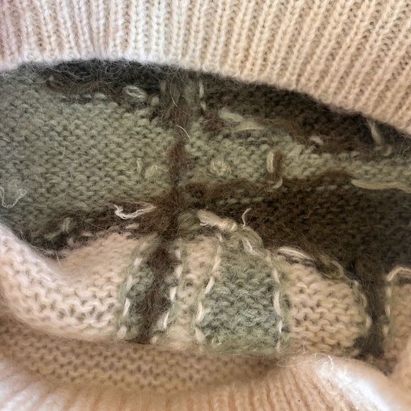 YEO’S Vtg 80s Hand-knit Wool Mohair Sweater Abstract 3D Knit Waterlily Print XL - Picture 9 of 11